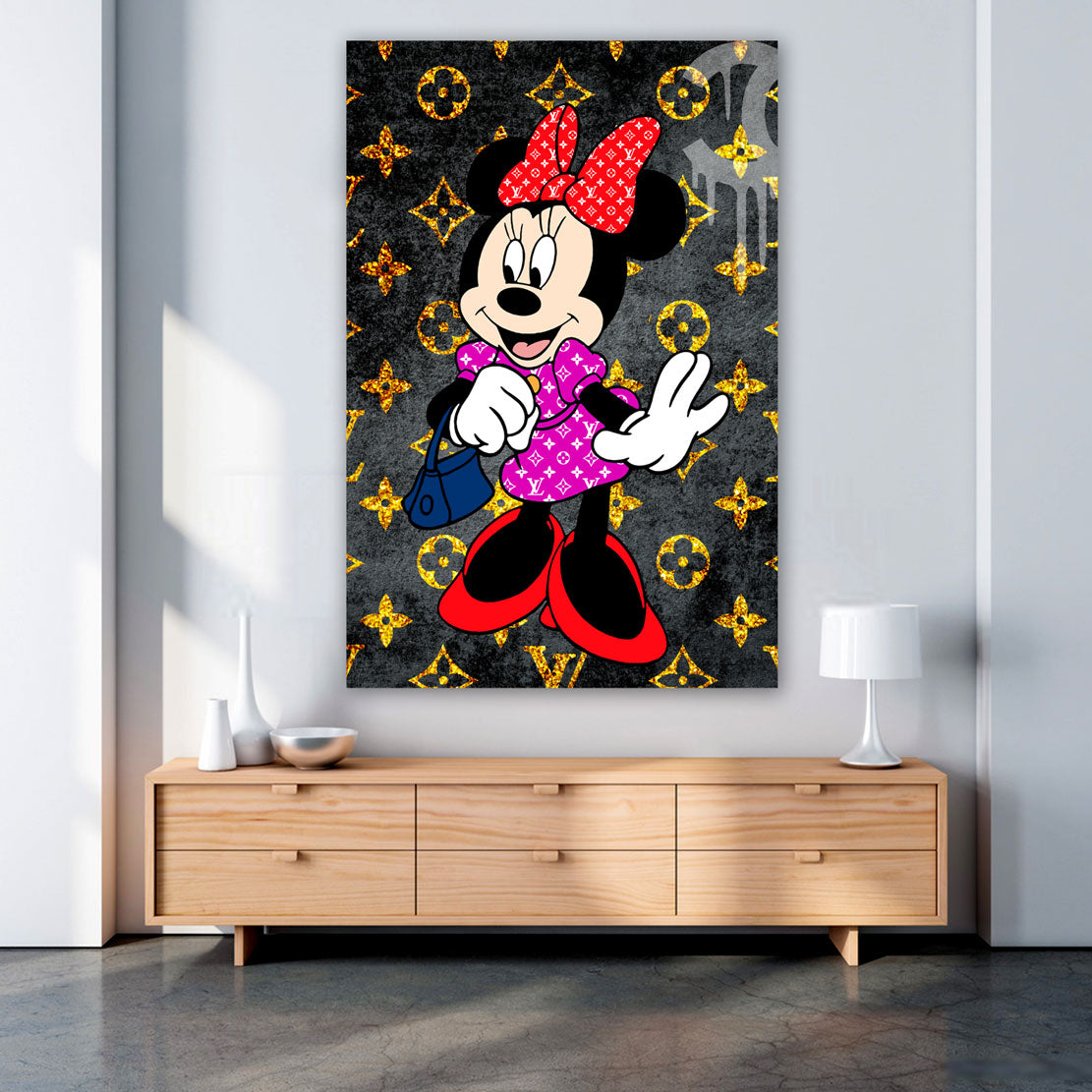 Maus Minnie Style, Pop Art Comic Wandbild Kunstwerk
