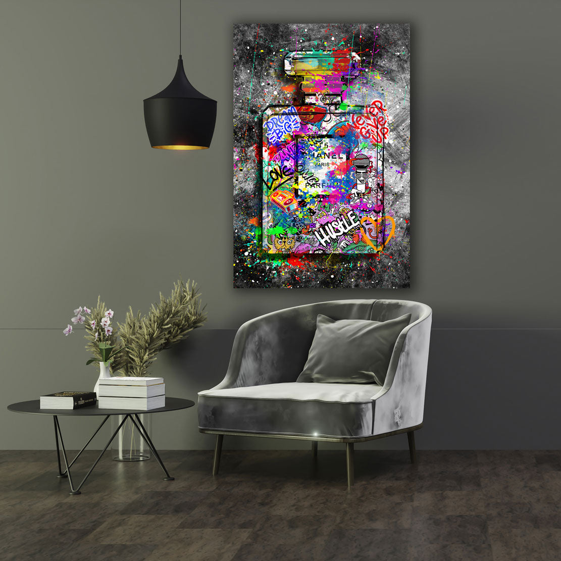 Wandbild Kunstwerk Pop Art Graffiti Street Art Parfümflasche Luxus