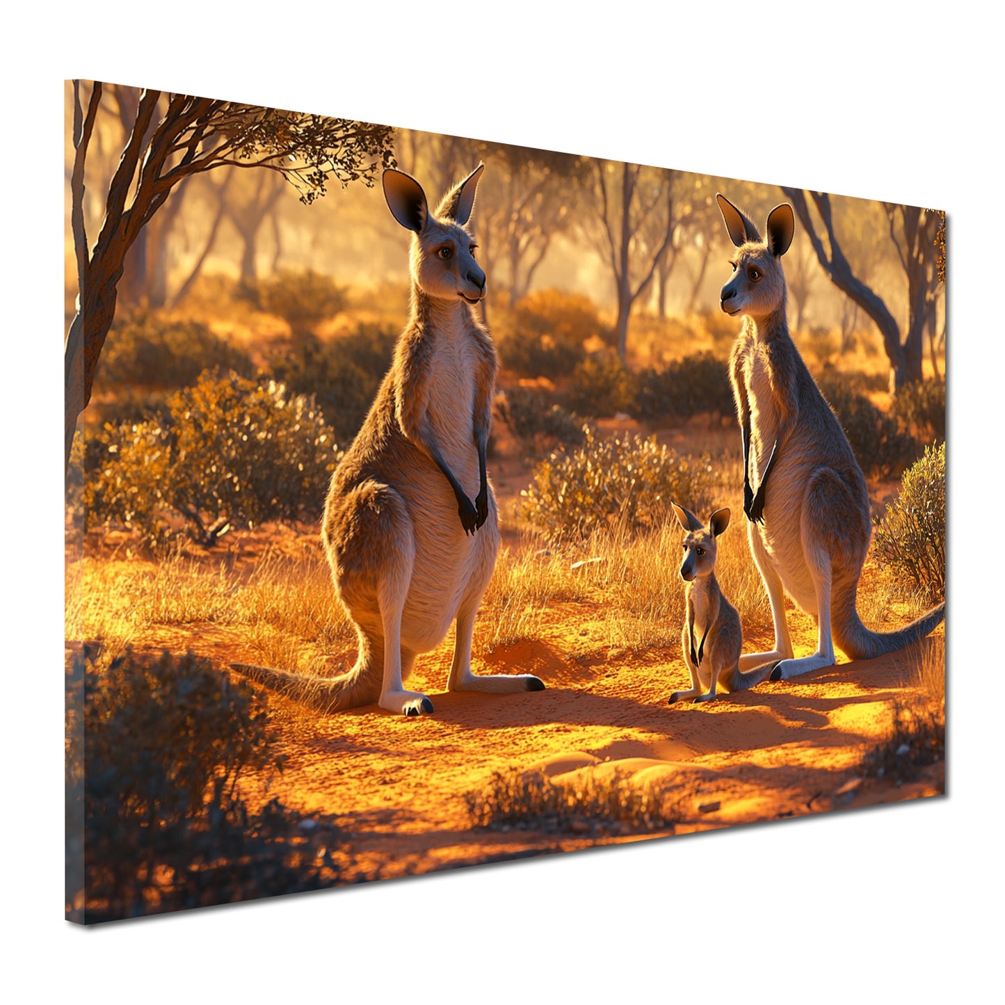 Wildnis Kängurufamilie Sonnenuntergang Wandbild