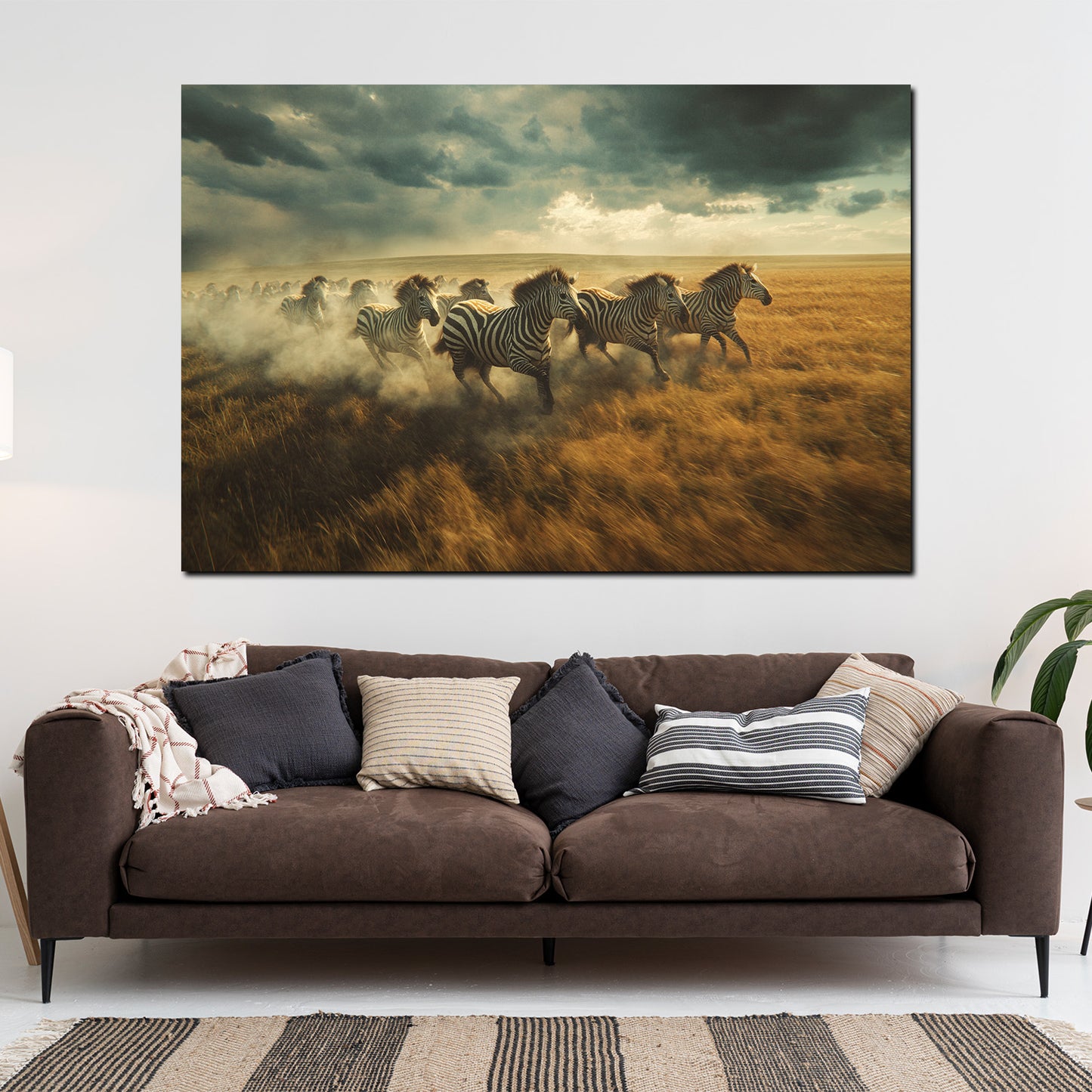 Zebras im Galopp Savanne Wandbild