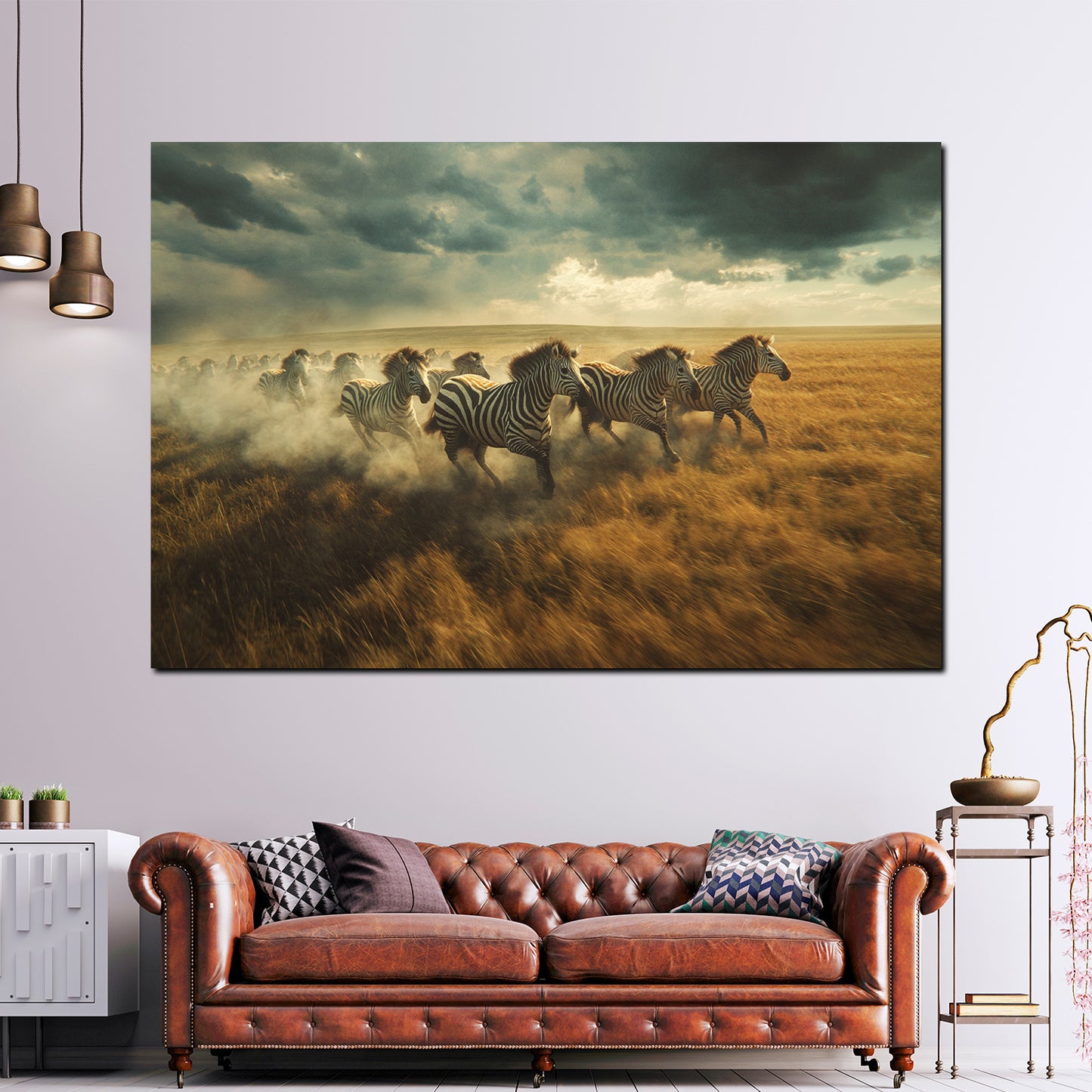 Zebras im Galopp Savanne Wandbild