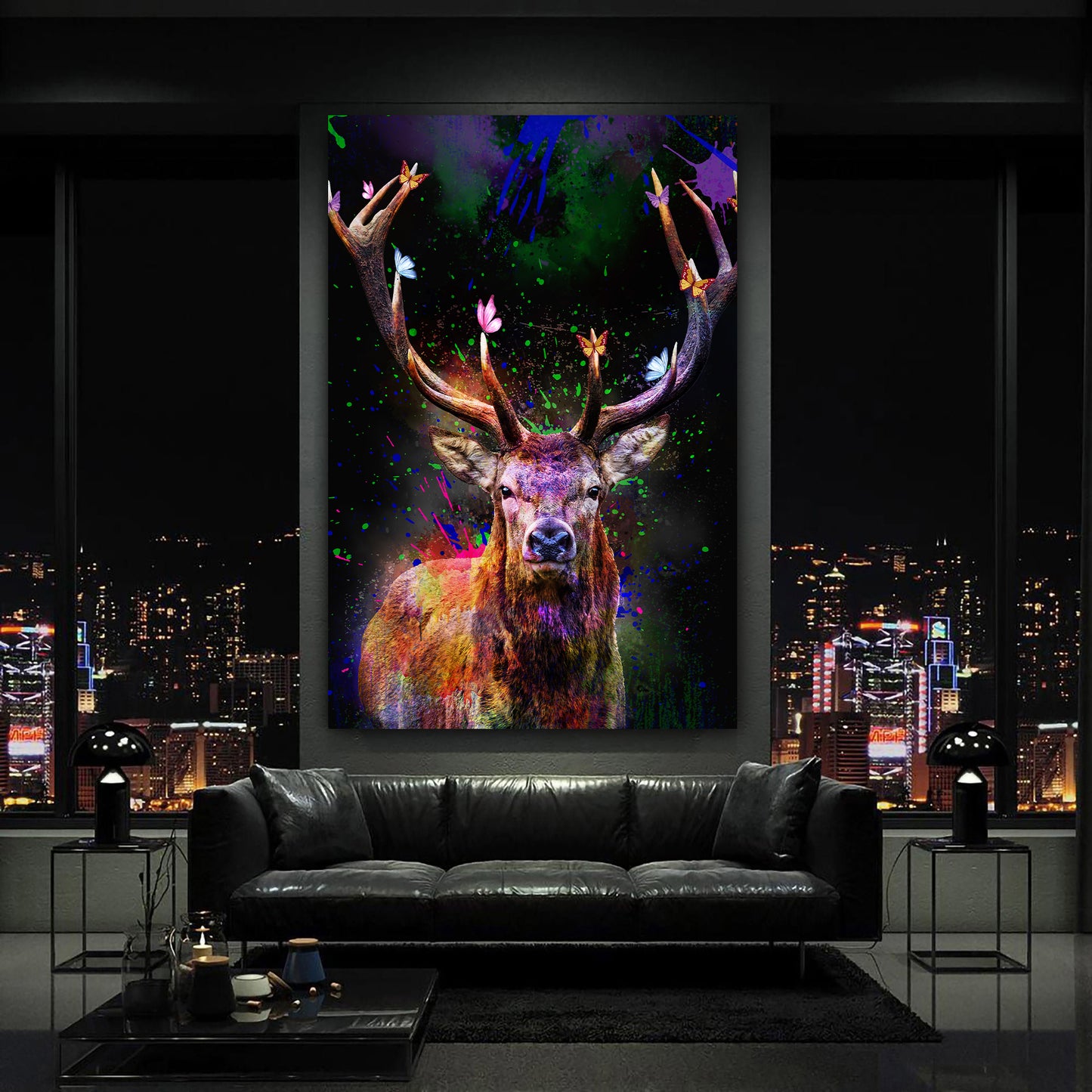 Hirsch Abstract Colour Wandbild Kunstwerk