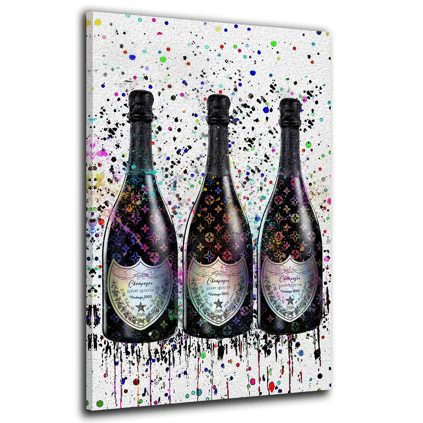 Champagner Lifestyle Pop Art Flasche Wandbild Kunstwerk