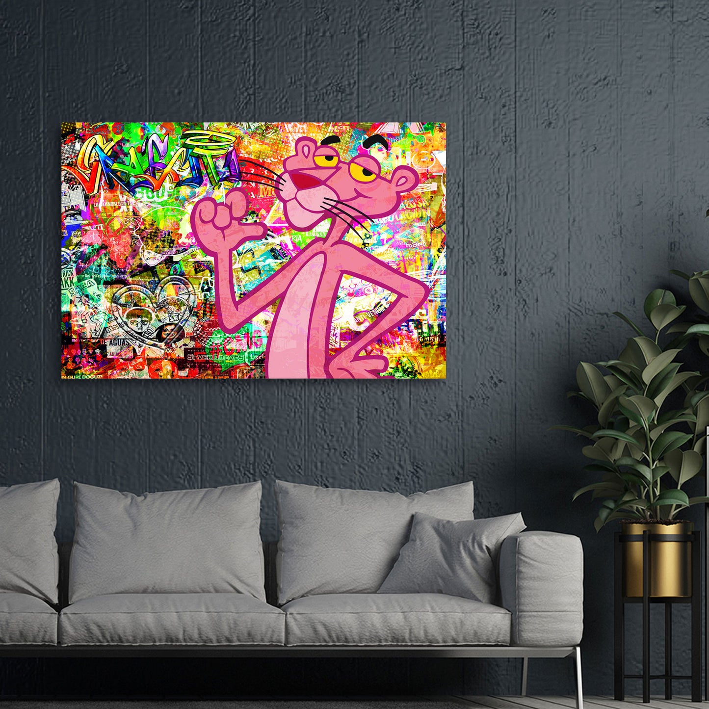 Wandbild Kunstwerk Fantastic Graffiti Panther Street Art Comic