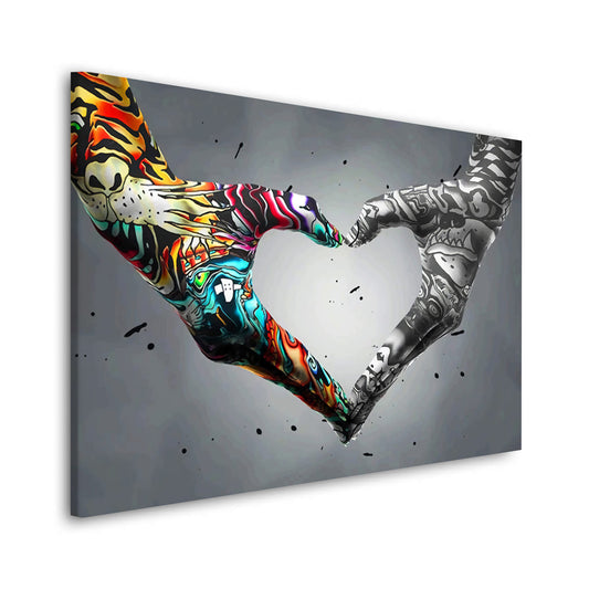 Wandbild Kunstwerk Herz aus Händen Pop Art