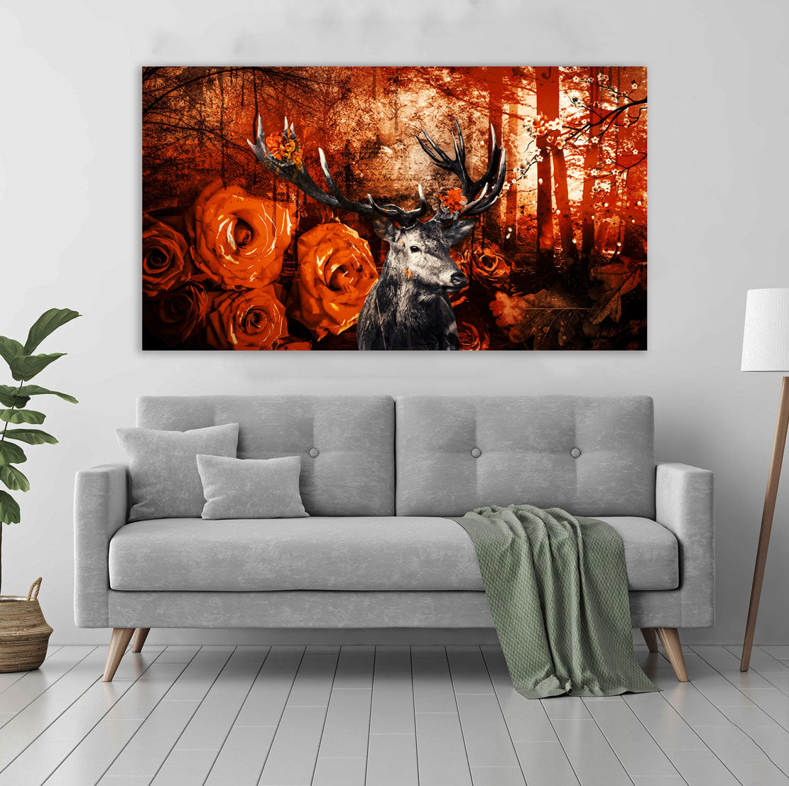 Hirsch Orange Style Abstrakt Wandbild Kunstwerk