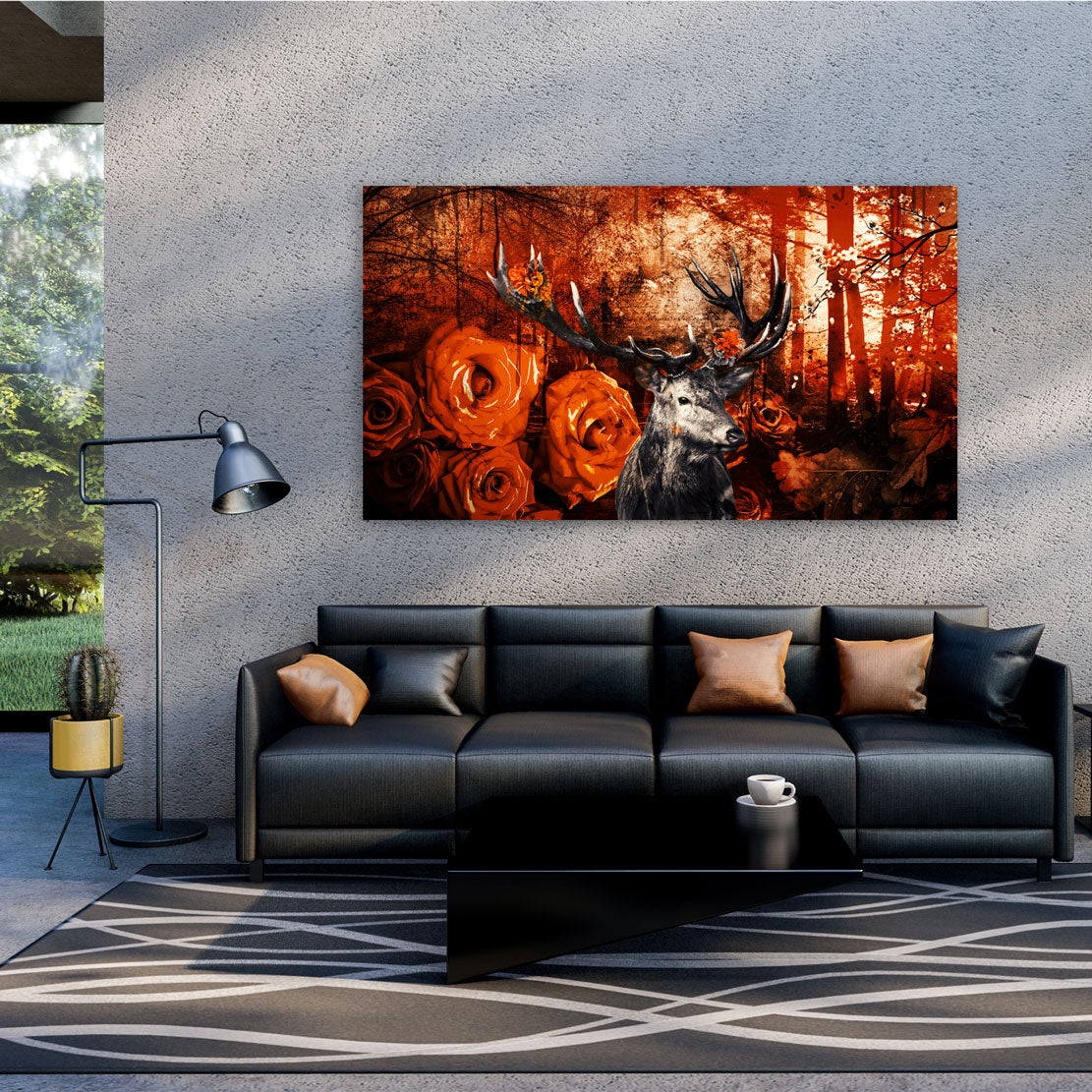 Hirsch Orange Style Abstrakt Wandbild Kunstwerk