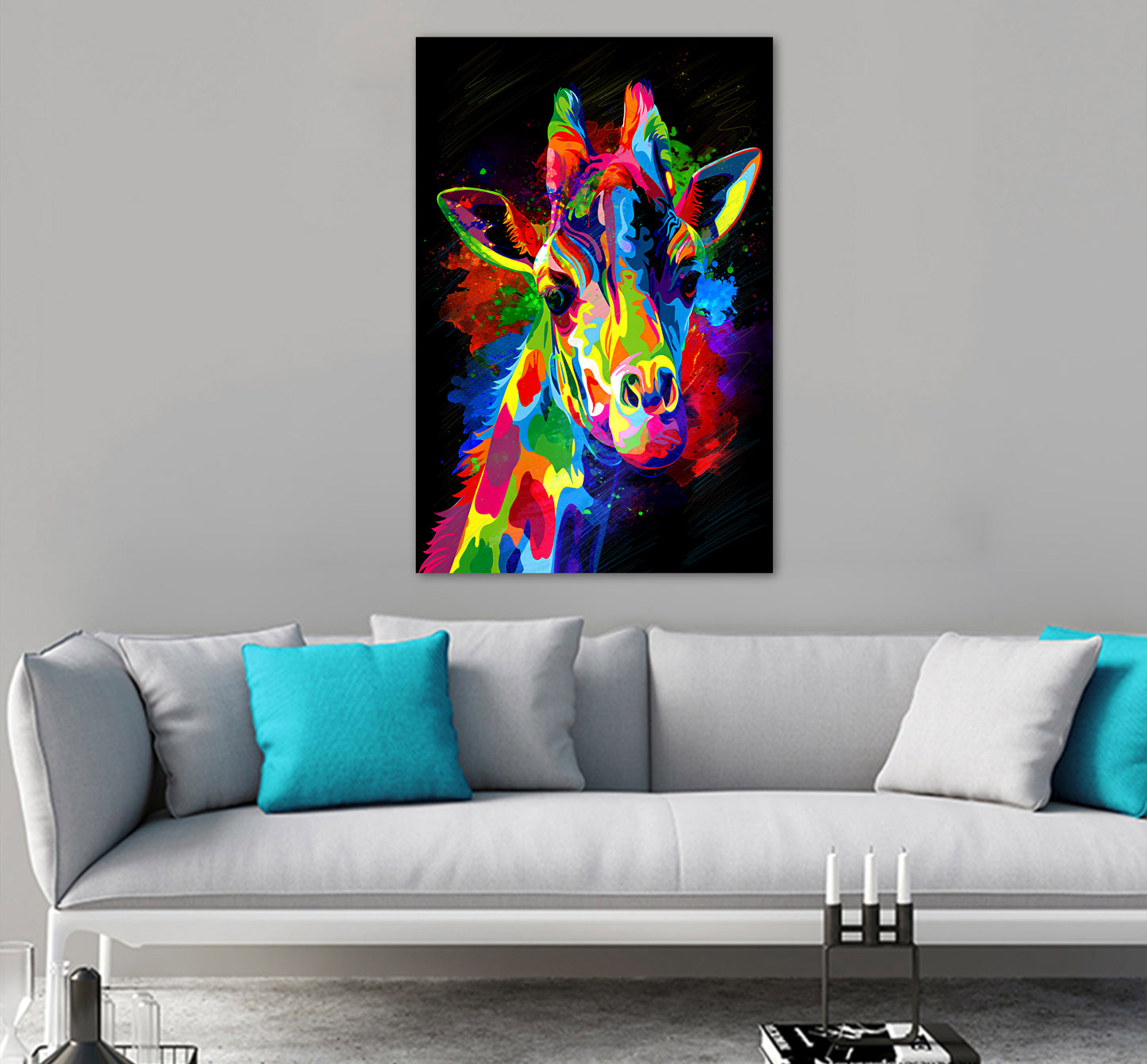 Pop Art Colour Giraffe Wandbild Kunstwerk