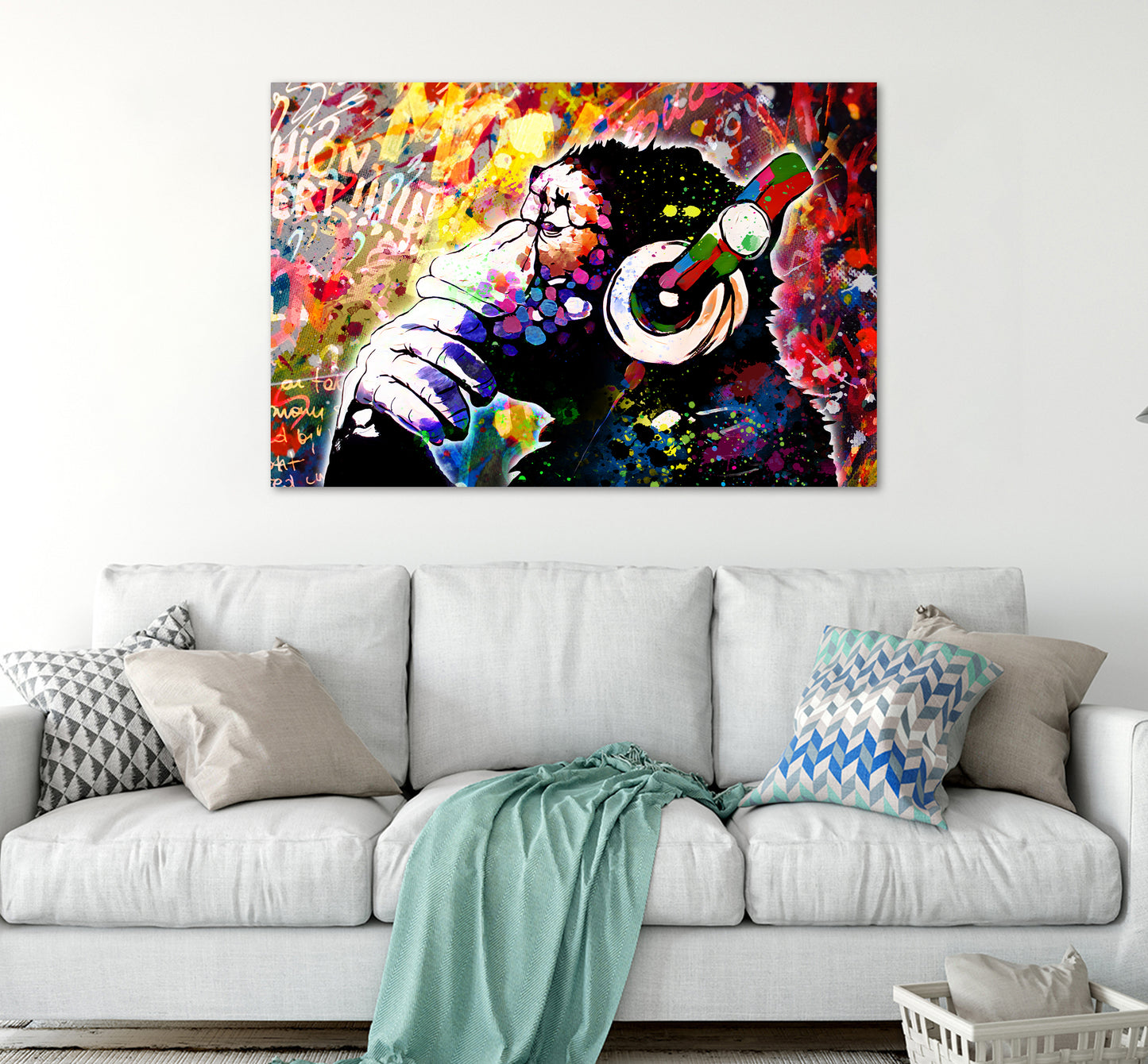 Pop Art Headphone Monkey Wandbild Kunstwerk