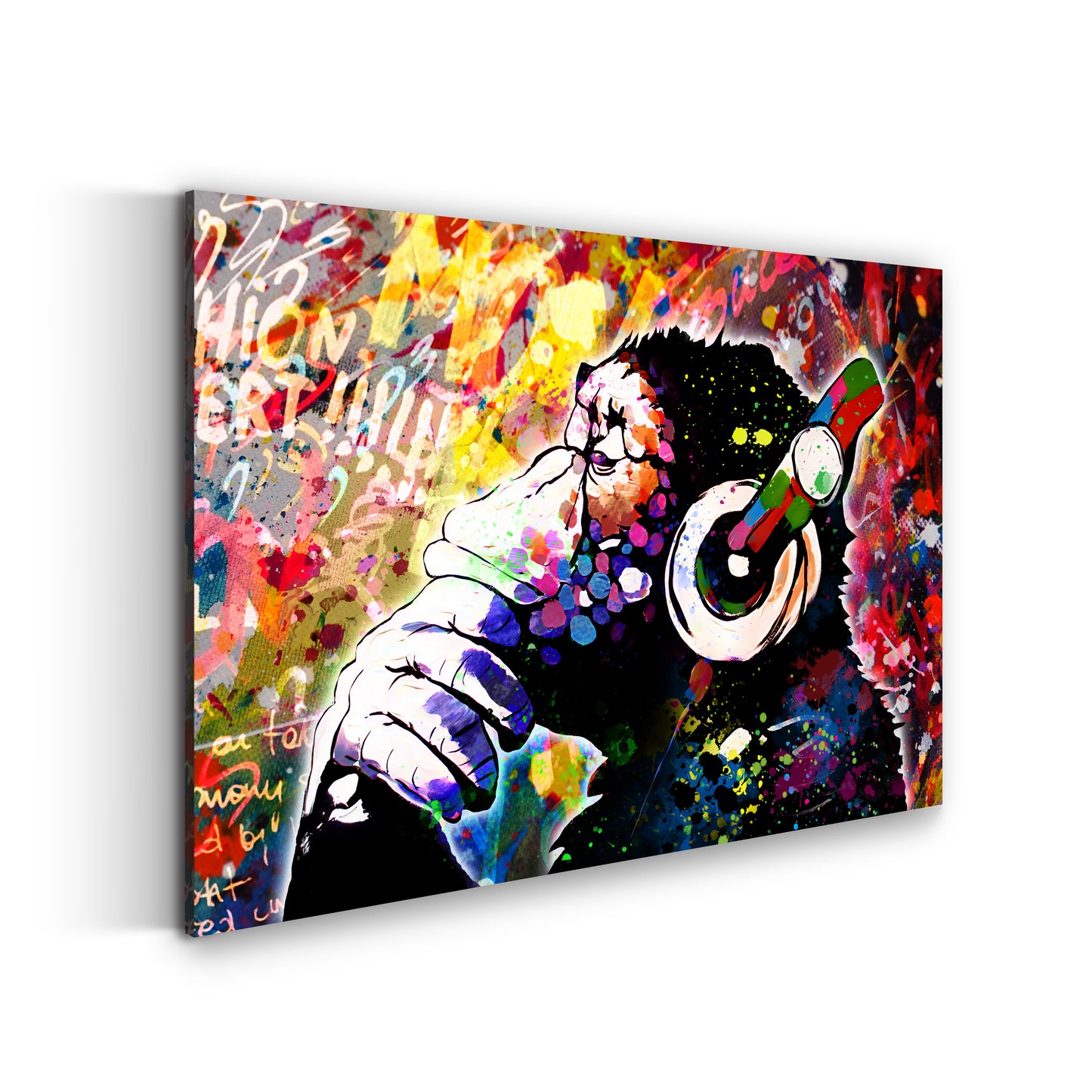 Pop Art Headphone Monkey Wandbild Kunstwerk