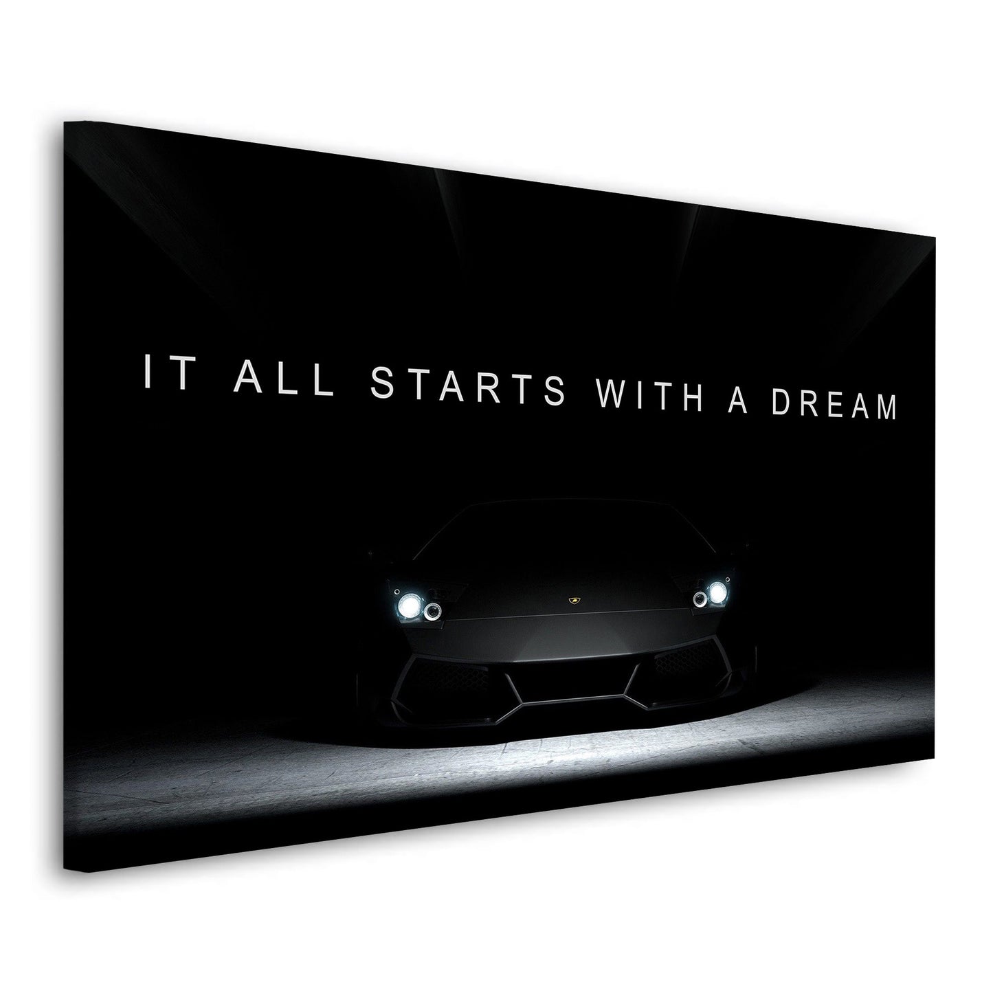 Wandbild Kunstwerk Sportwagen It All Starts With A Dream