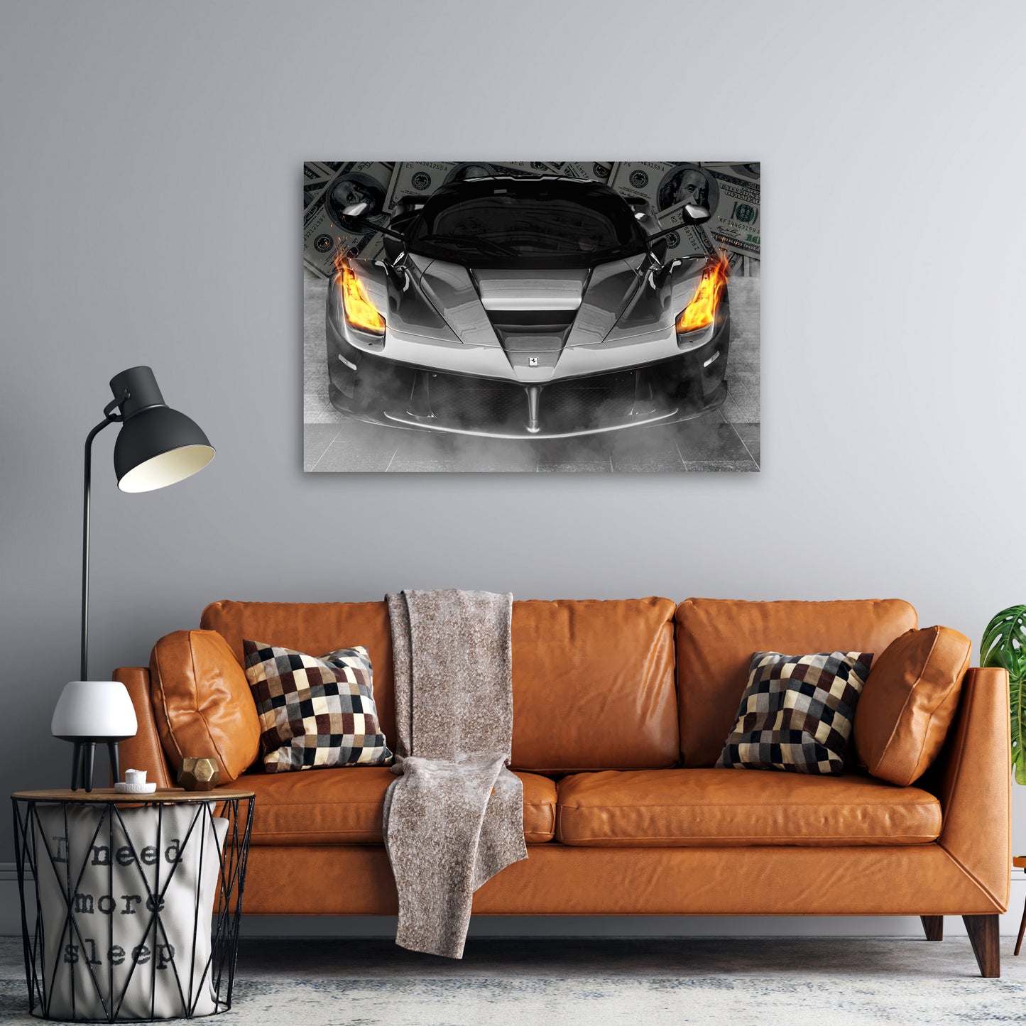 Sportwagen Motivation Geld & Erfolg Money Style Wandbild Kunstwerk