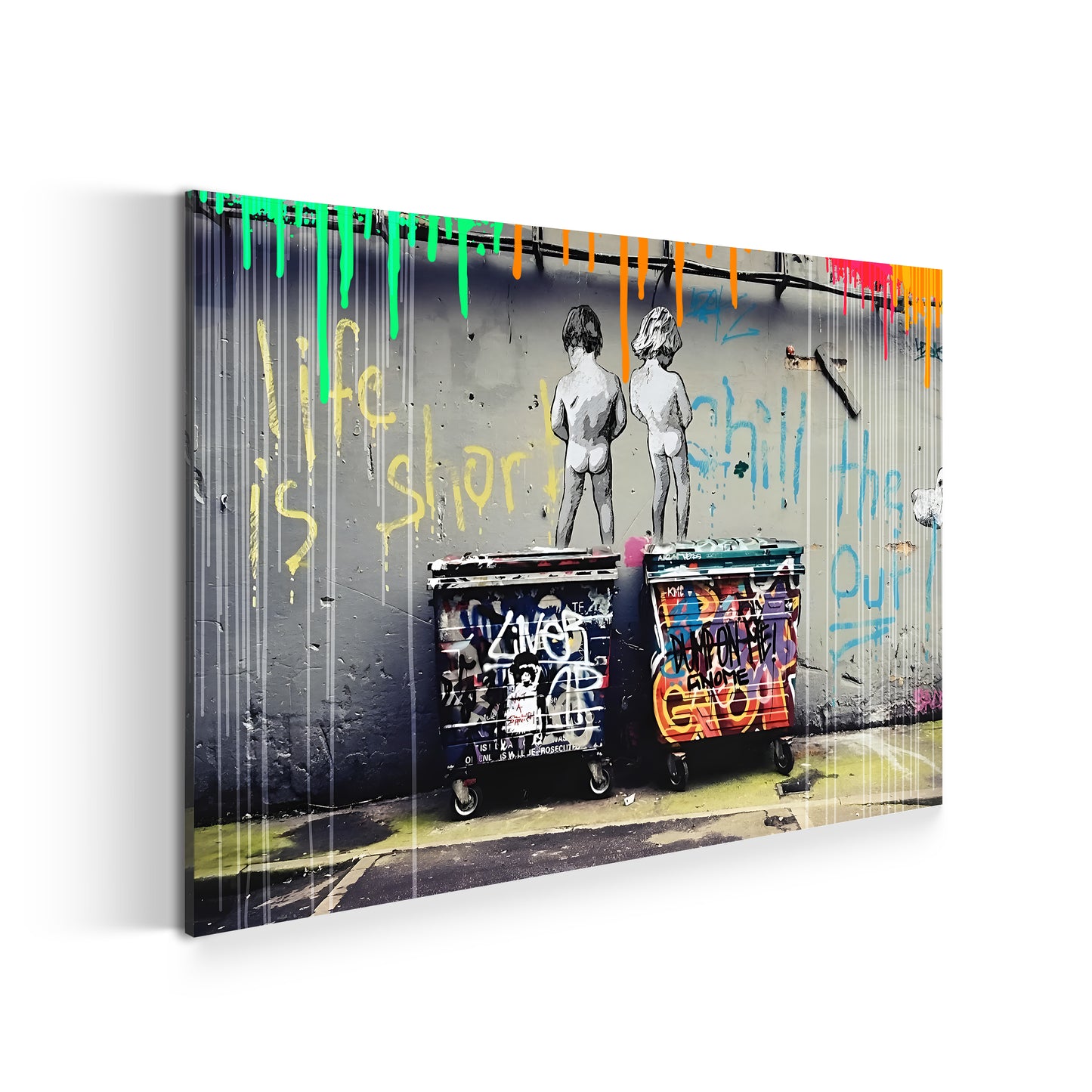 Street Art Kids, Banksy Style Wandbild Kunstwerk
