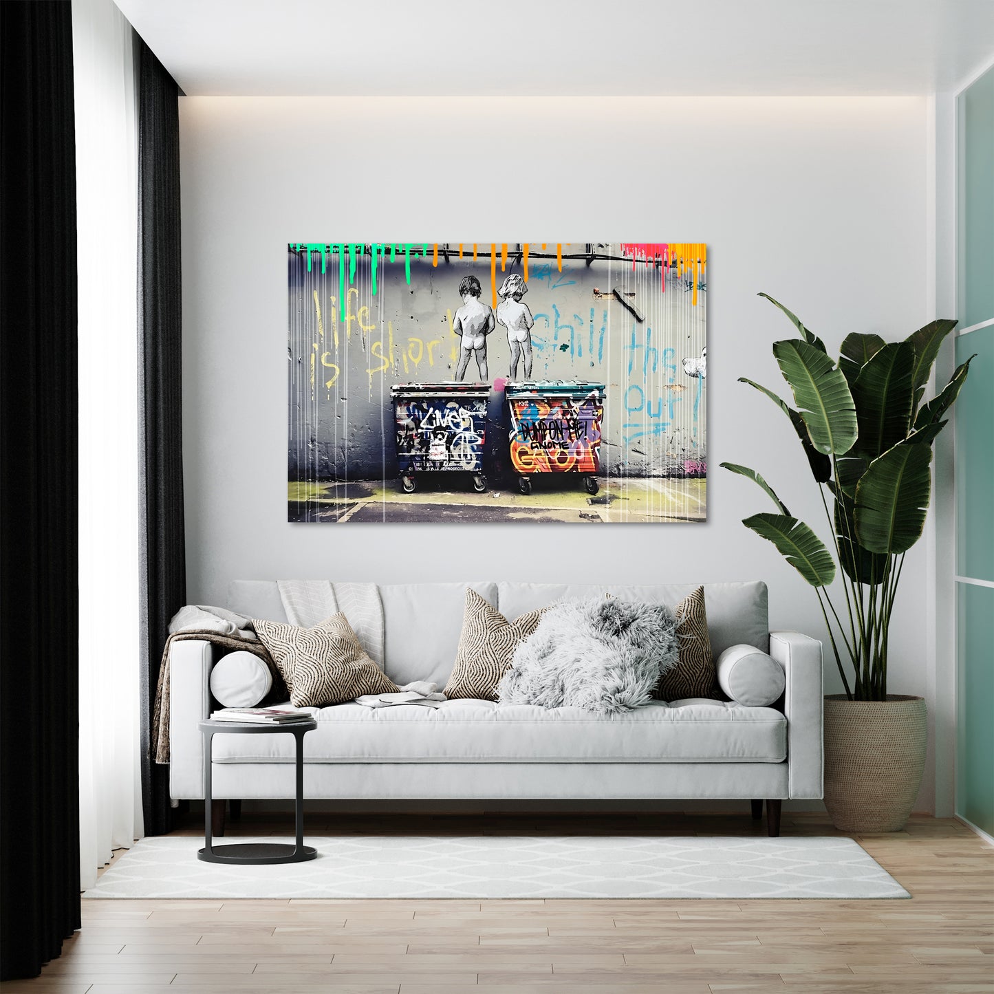 Street Art Kids, Banksy Style Wandbild Kunstwerk