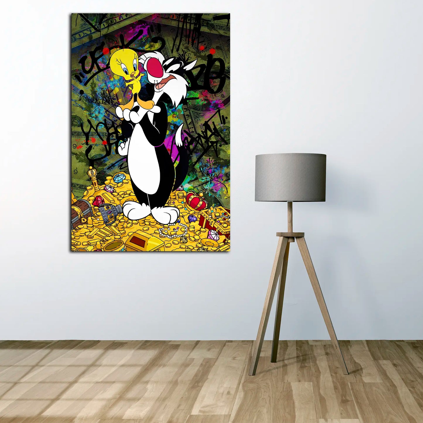 Pop Street Art Sylvester & Tweety Wandbild Kunstwerk