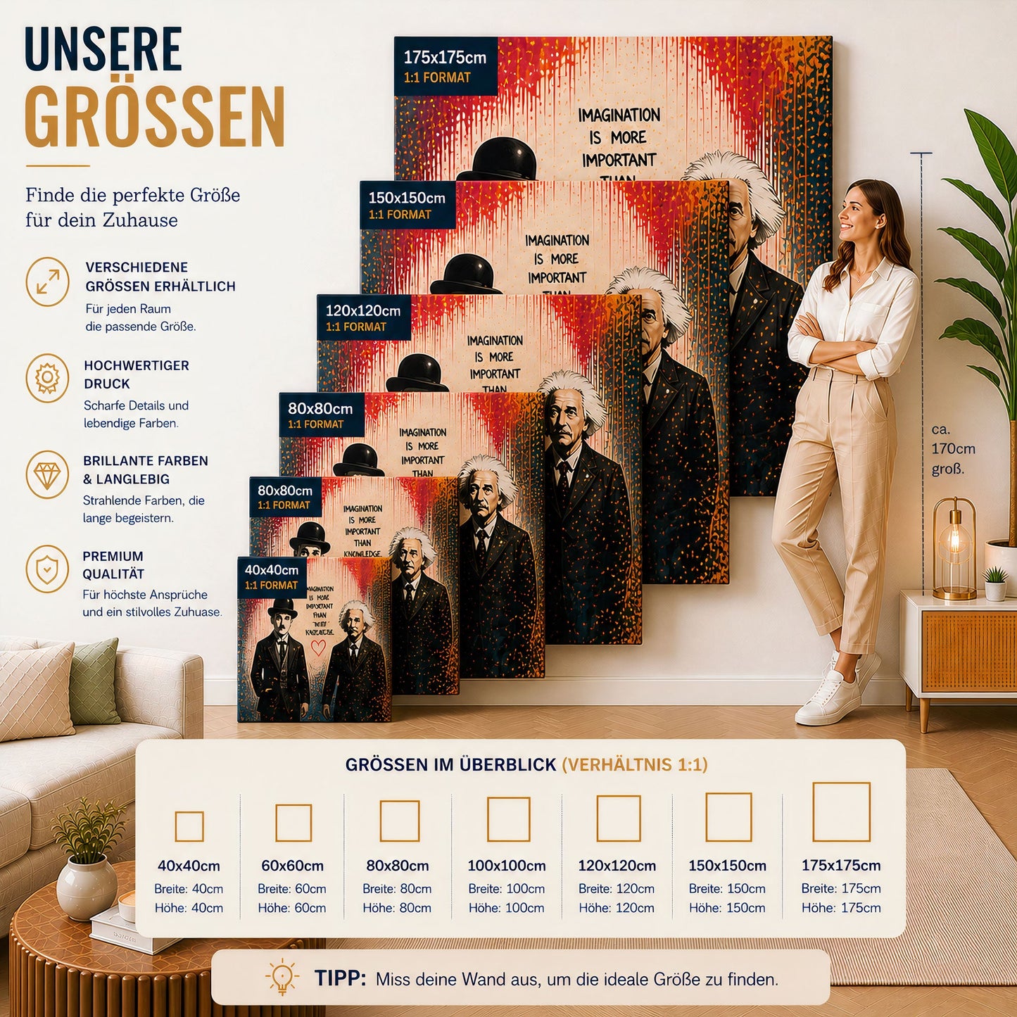 Paar mit rotem Regenschirm und roten Bäumen Wandbild Kunstwerk