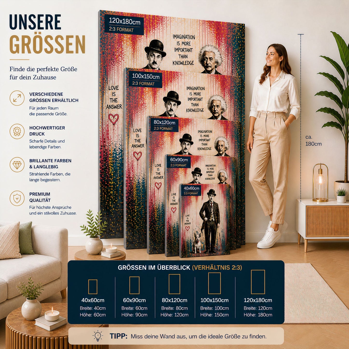 Elegante Frau im roten Kleid Regenschirm romantisch modern Wandbild Kunstwerk