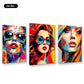 3er-Set Pop Art Ladies – drei Leinwandbilder