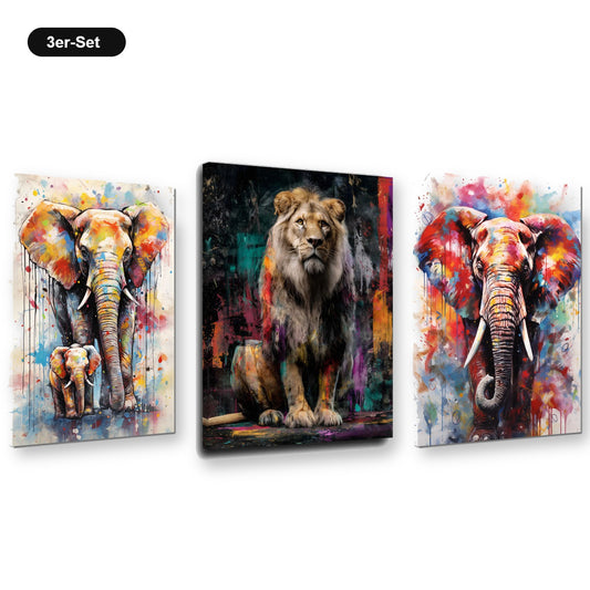 3er-Set Safari – drei Leinwandbilder