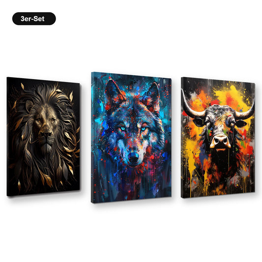 3er-Set Wild & Stark – drei Leinwandbilder