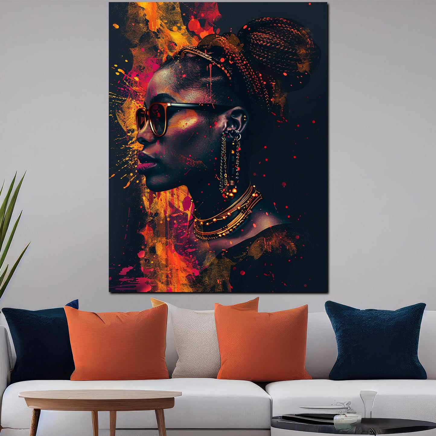 African Woman Pop Art modern und farbenfroh Wandbild Kunstwerk