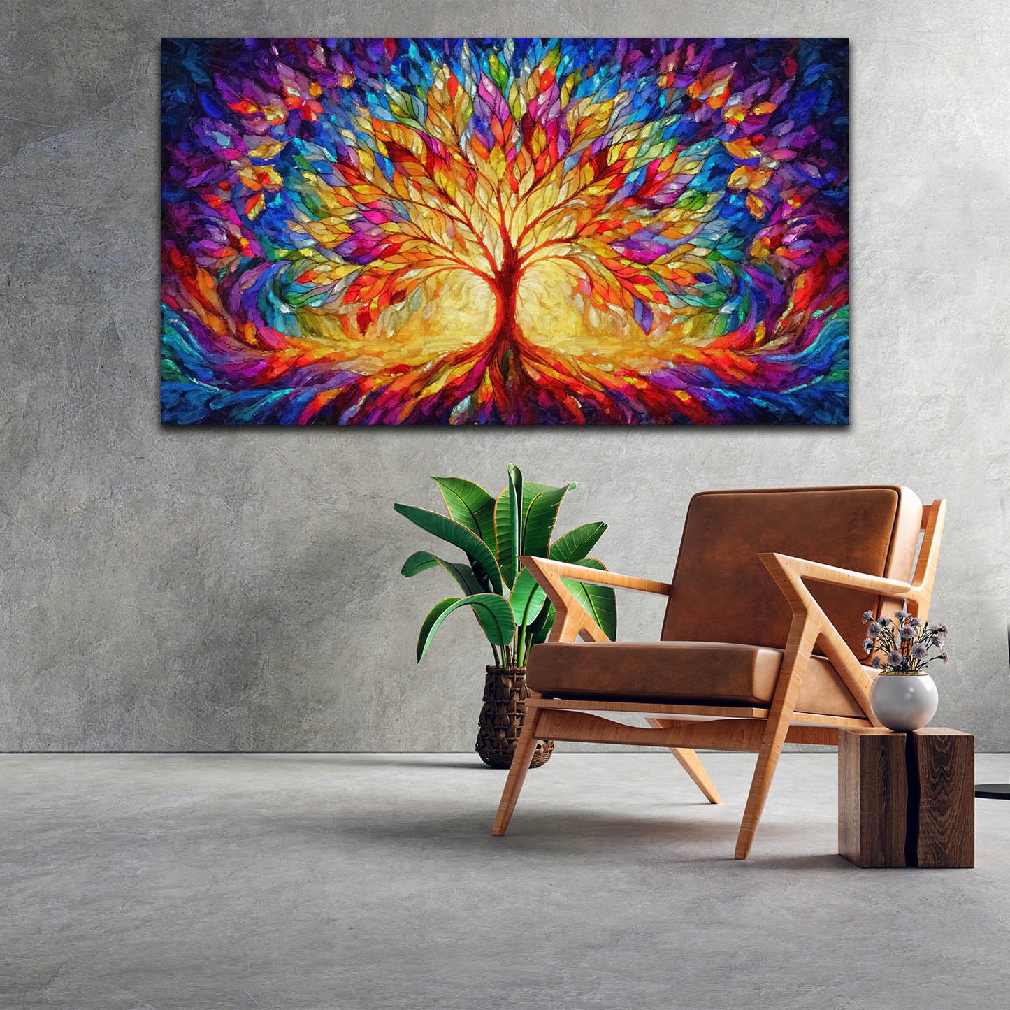 Wandbild Baum des Lebens farbenfroh modern