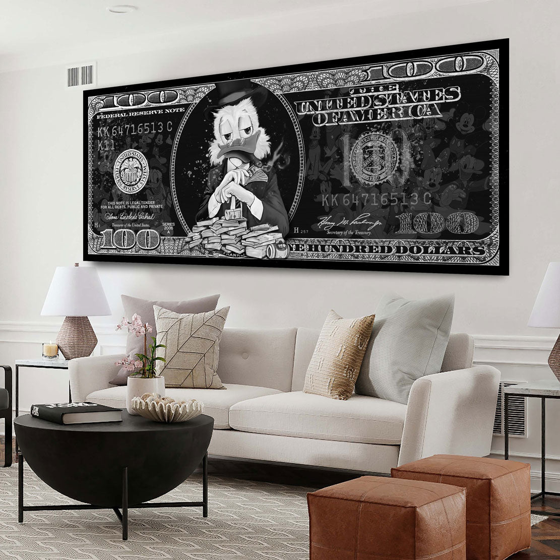 Dollar Geld & Erfolg Comic Style Wandbild Kunstwerk