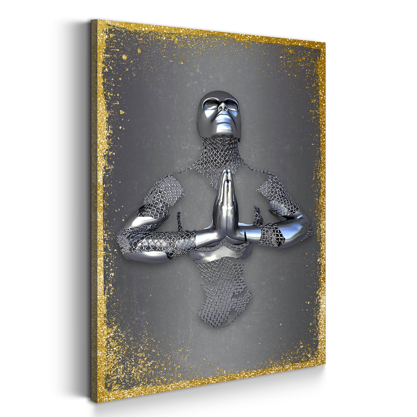 Abstract Metallfigur Praying Metallic Wandkunst Körper Wandbild Kunstwerk