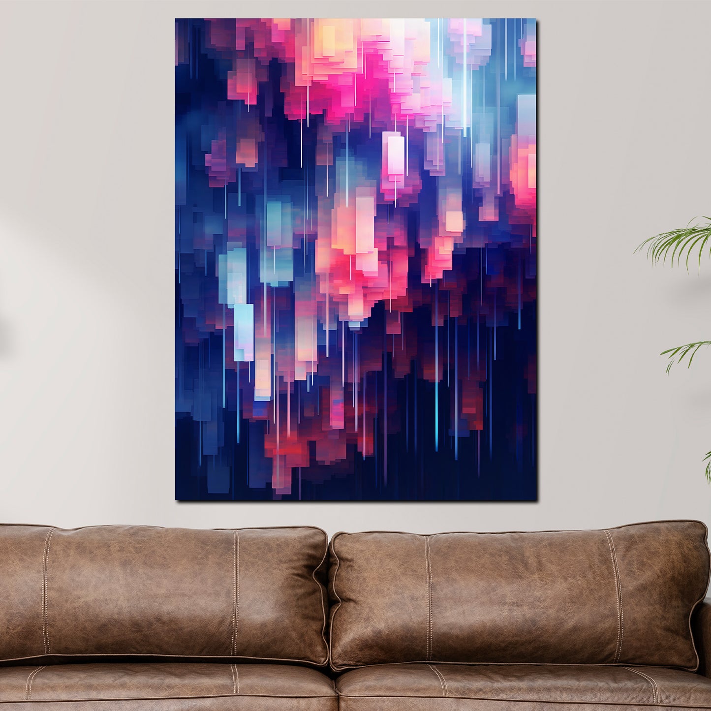 Abstrakt pink und blau verschmilzt Wandbild Kunstwerk