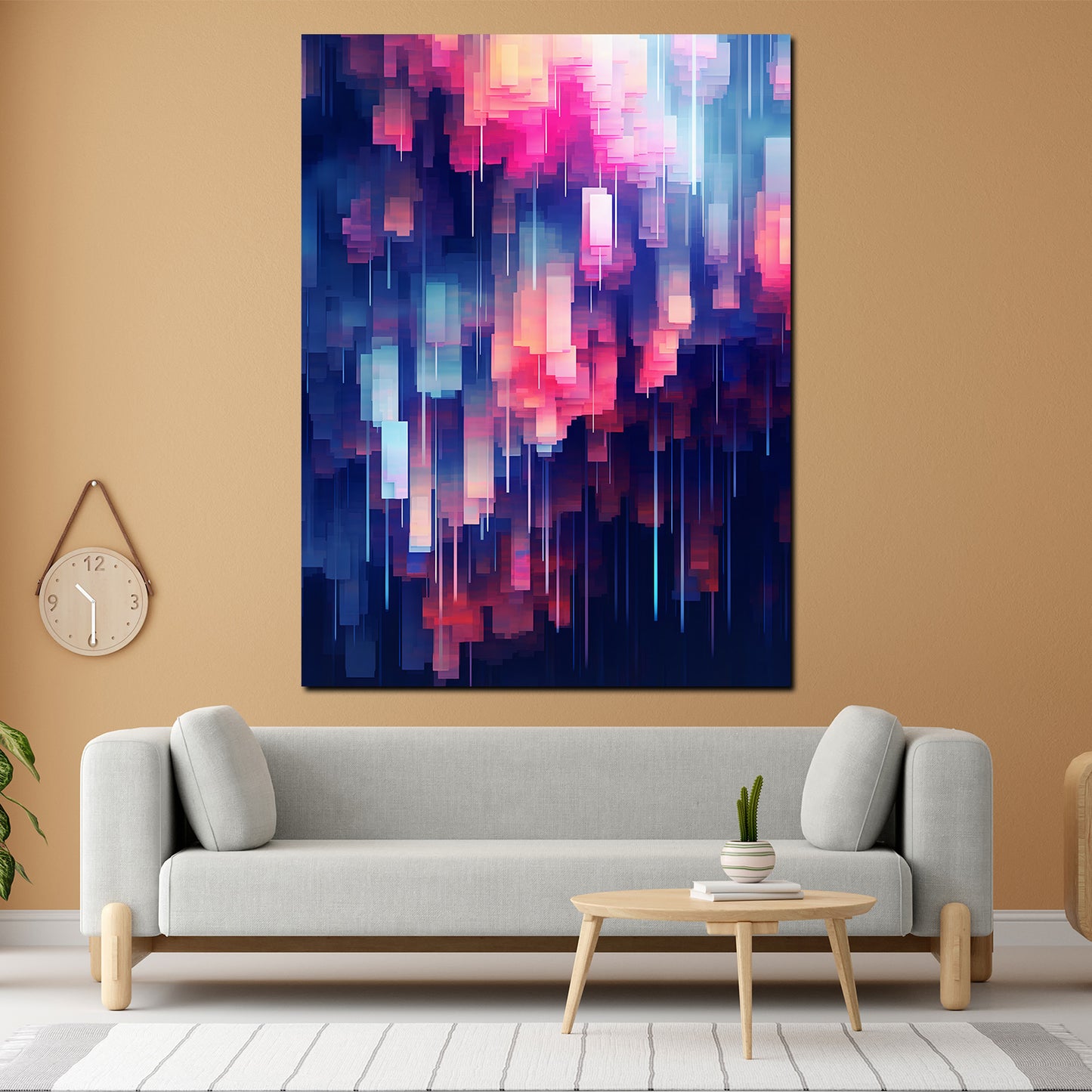 Abstrakt pink und blau verschmilzt Wandbild Kunstwerk