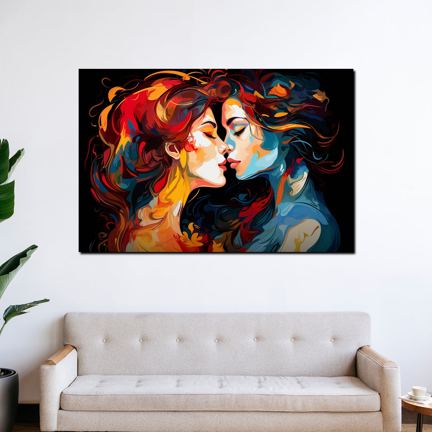 Wandbild Kunstwerk Abstrakt zwei Frauen Painting Style