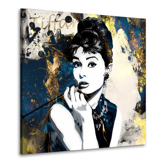 Wandbild Kunstwerk Audrey abstrakt mit goldenen Akzenten