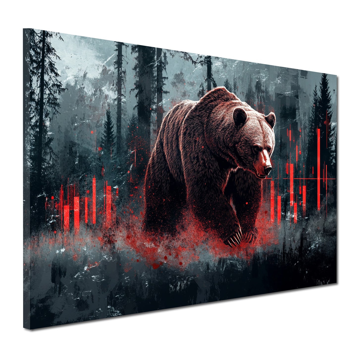 Bär Natur Börsencharts Symbolkraft Finanzen modern Wandbild Kunstwerk