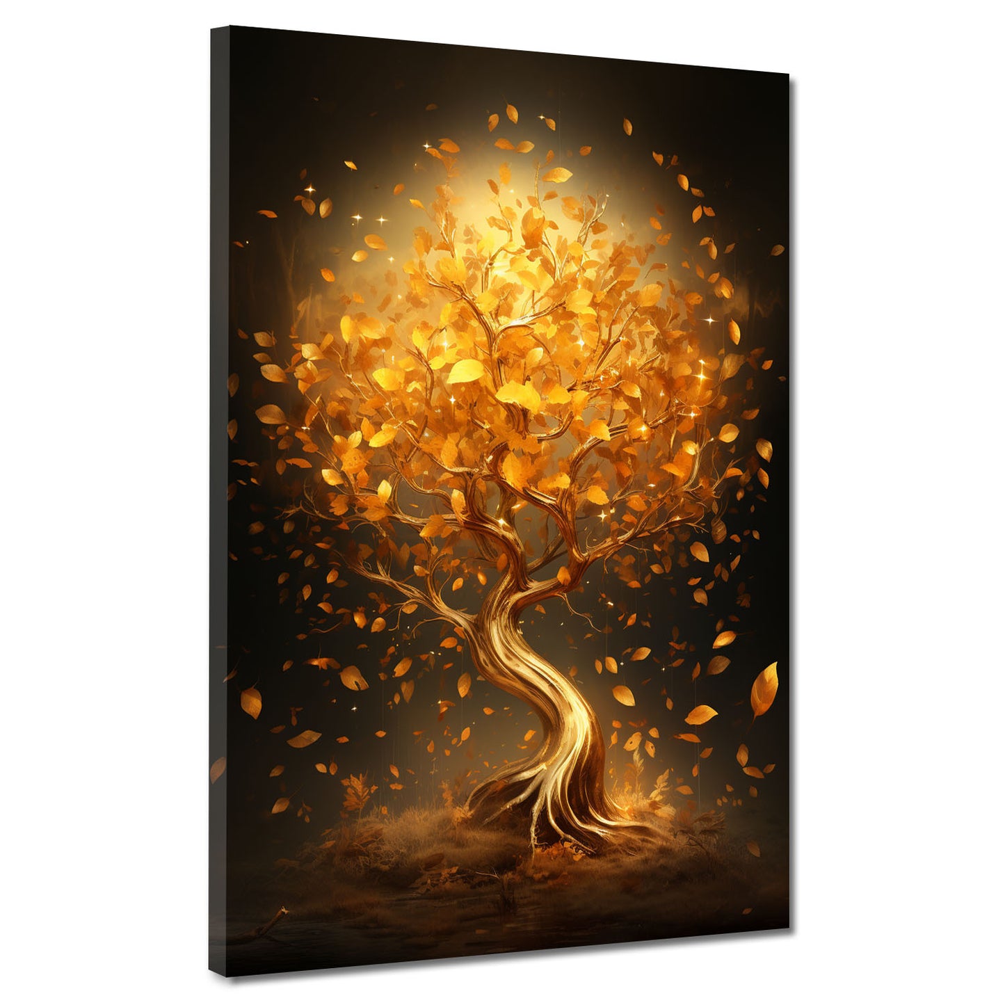 Baum mit goldenen Blätter, abstrakt Wandbild Kunstwerk