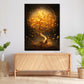 Baum mit goldenen Blätter, abstrakt Wandbild Kunstwerk