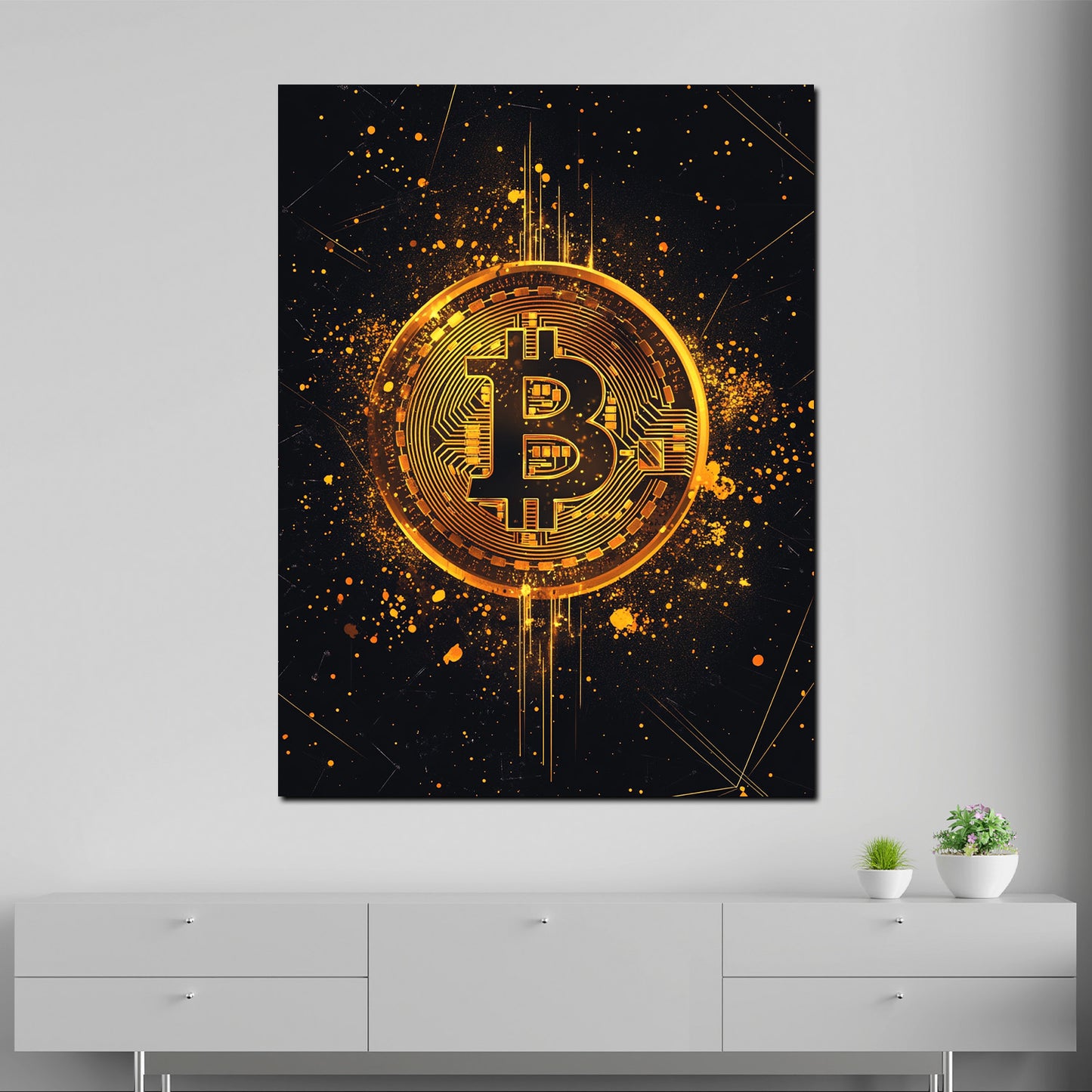 Wandbild Kunstwerk Bitcoin Pop Art Kryptowährung Digital Style Motivation