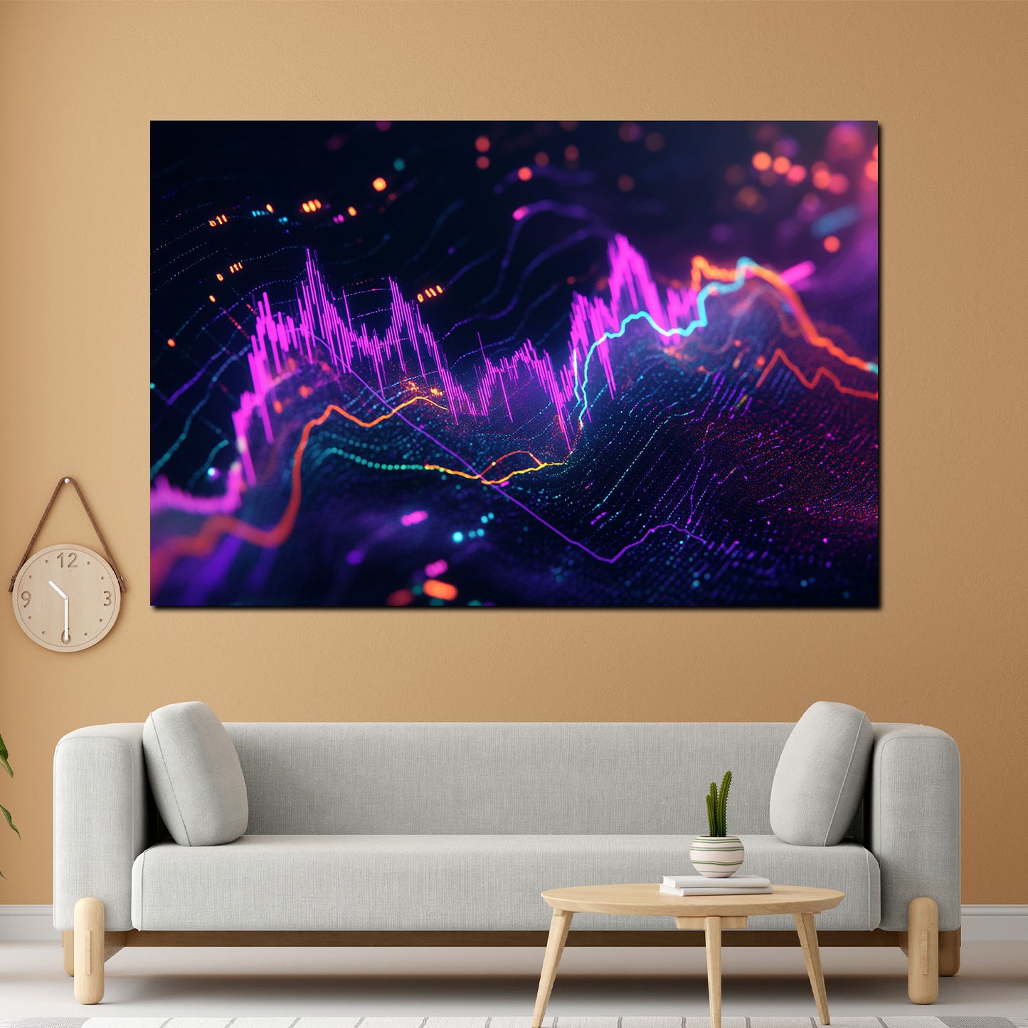 Wandbild Kunstwerk Börse Finanzdaten Blockchain Chartverlauf digital