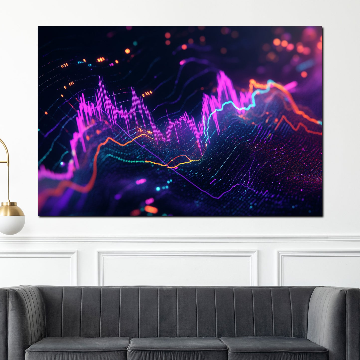 Wandbild Kunstwerk Börse Finanzdaten Blockchain Chartverlauf digital