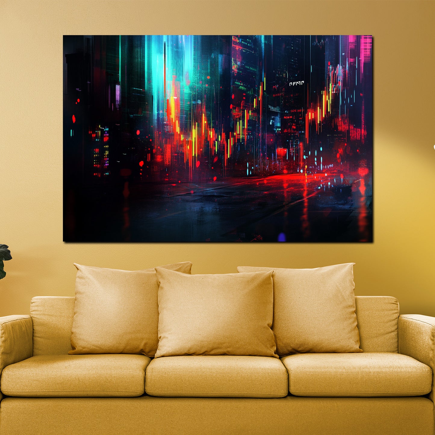 Wandbild Kunstwerk Börse Metropole Datenfluss Wallstreet digital