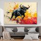 Wandbild Kunstwerk Bulle Börse Dynamik Farben Energie modern
