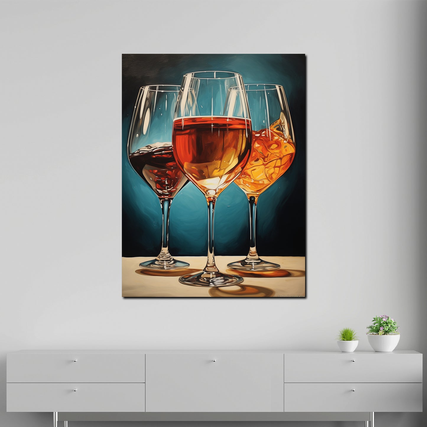Cheers 3 Weingläser Bar Cocktailbar Wandbild Kunstwerk