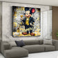 Wandbild Kunstwerk Comic Maus im Anzug Geld Champagner Lifestyle elegant