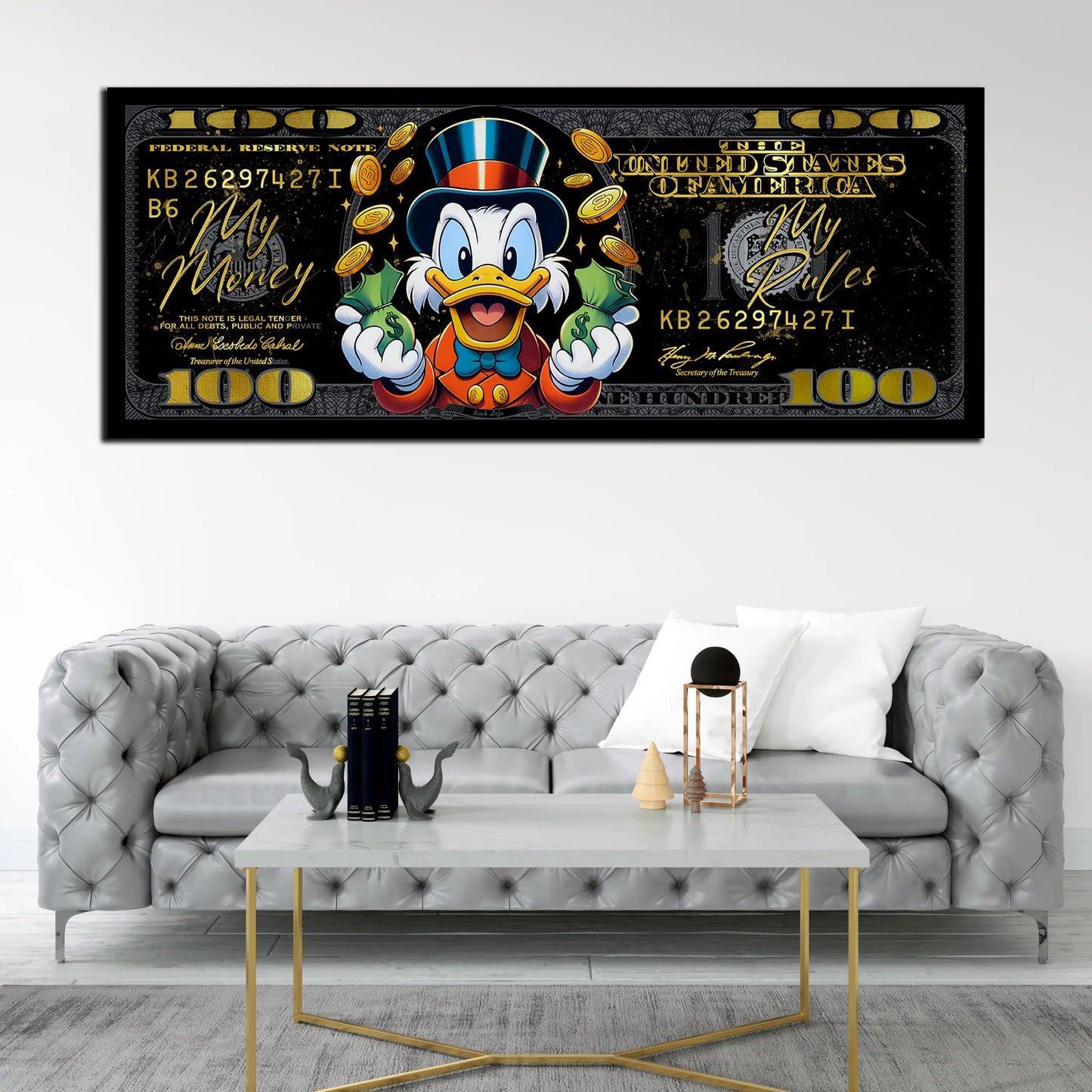 Dollar Duck My Money My Rules Black Wandbild Kunstwerk