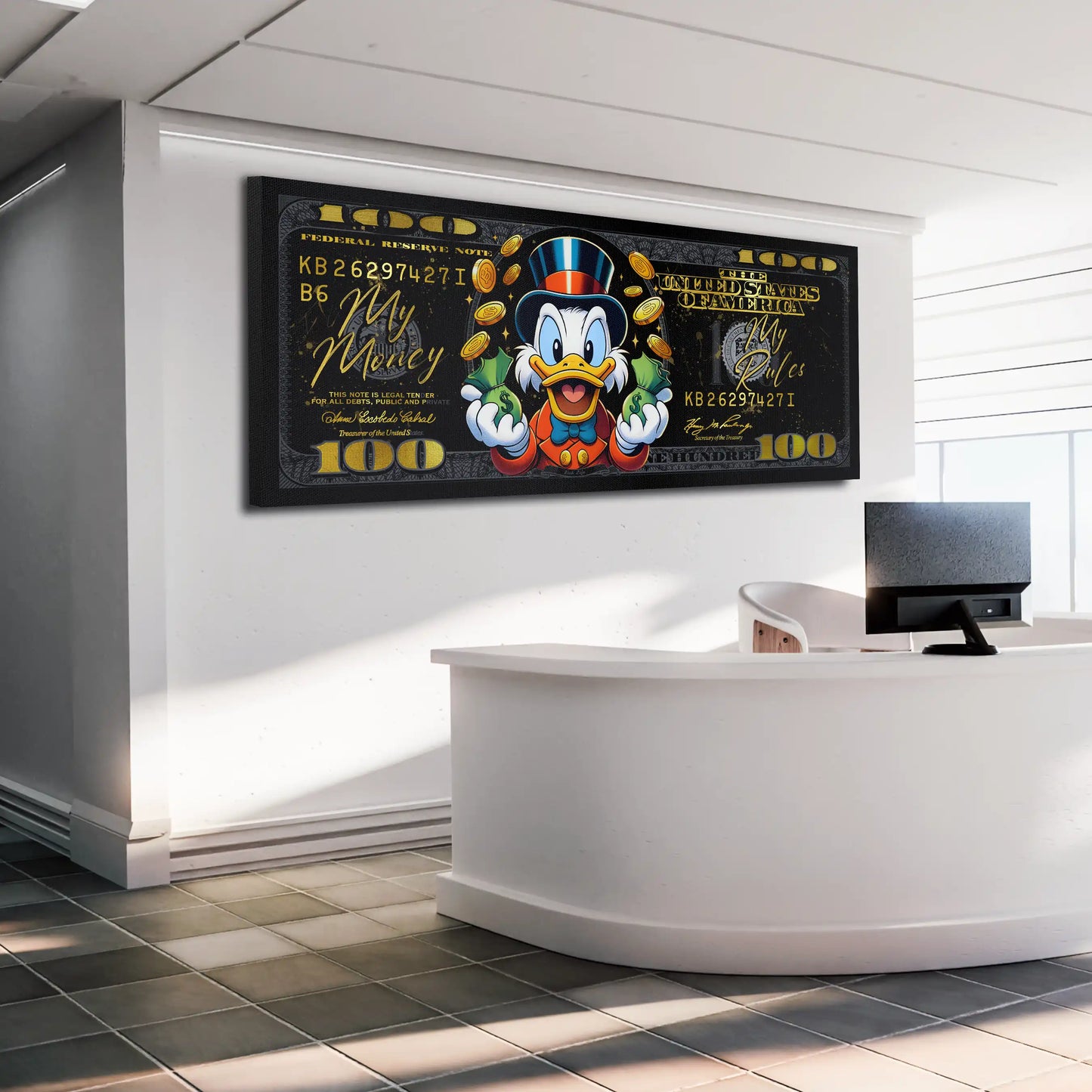 Dollar Duck My Money My Rules Black Wandbild Kunstwerk