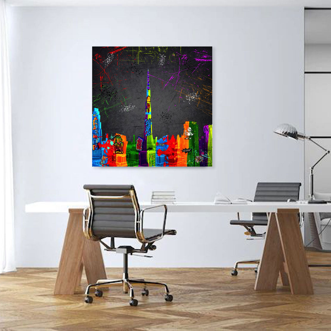 Dubai Stadt Street Art Wandbild Kunstwerk