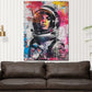 Wandbild Kunstwerk Frau im Astronautenanzug farbenfroh