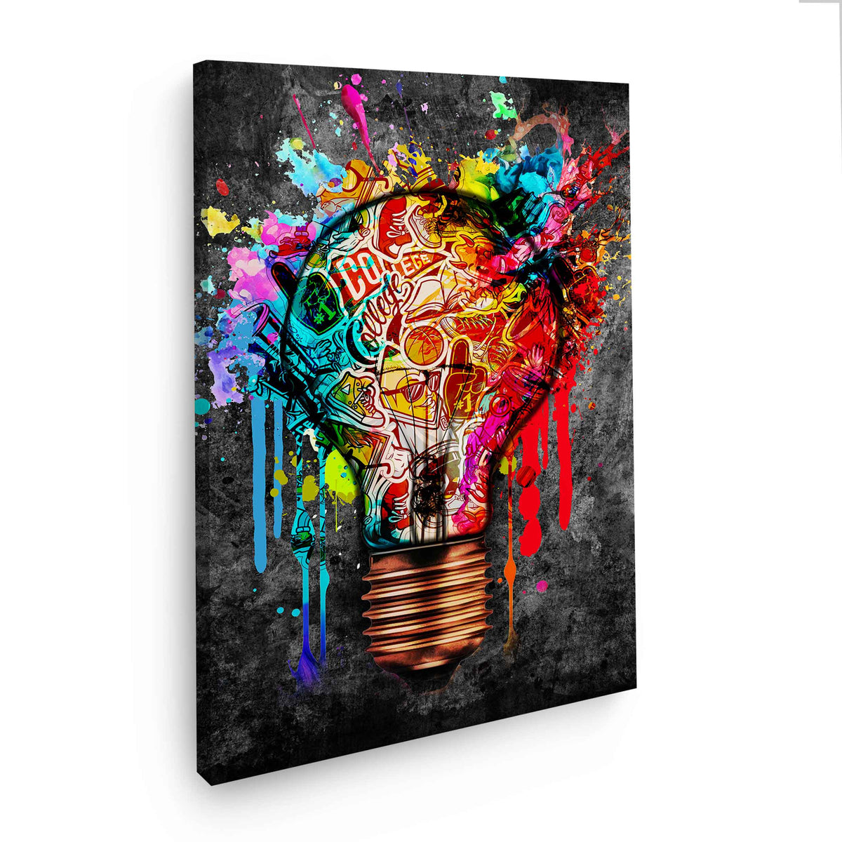 Glühbirne Graffiti Wandbild [Gratis-Versand] – BilderTrends24