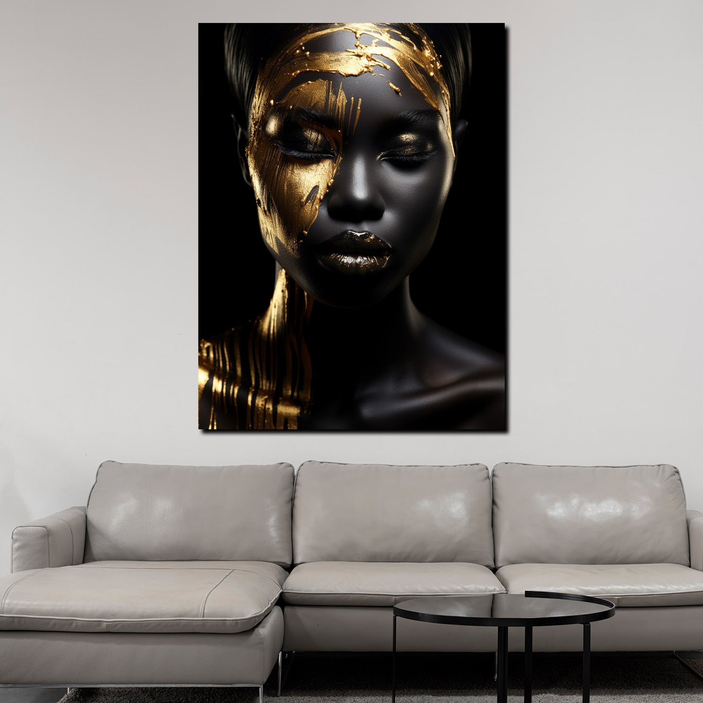 Gold afrikanische Frau frontal Wandbild Kunstwerk