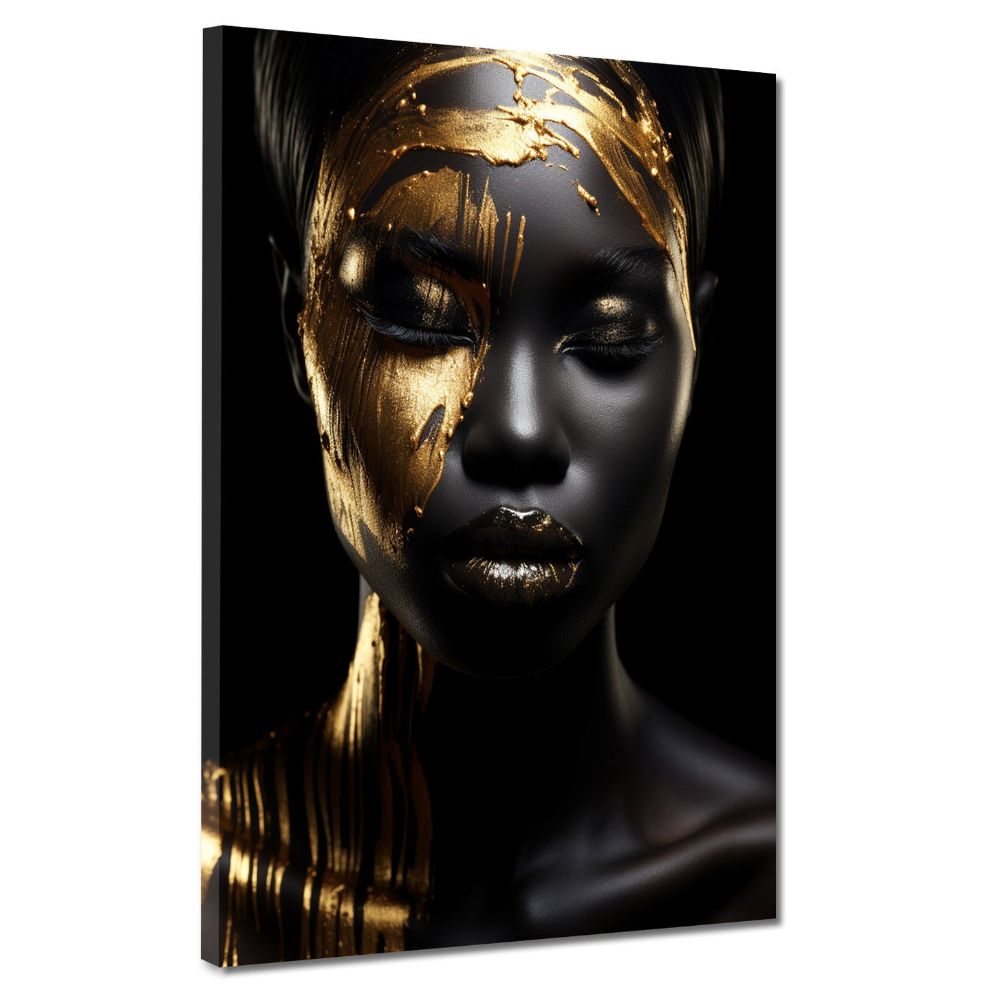 Gold afrikanische Frau frontal Wandbild Kunstwerk