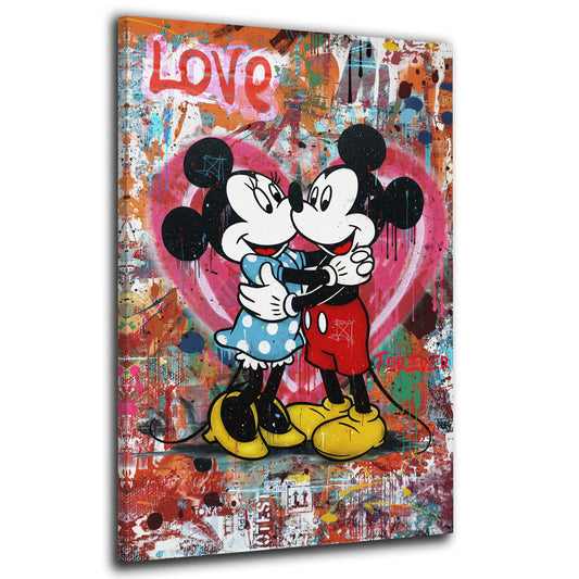 Wandbild Kunstwerk Graffiti verliebte Mäuse Pop Art modern bunt